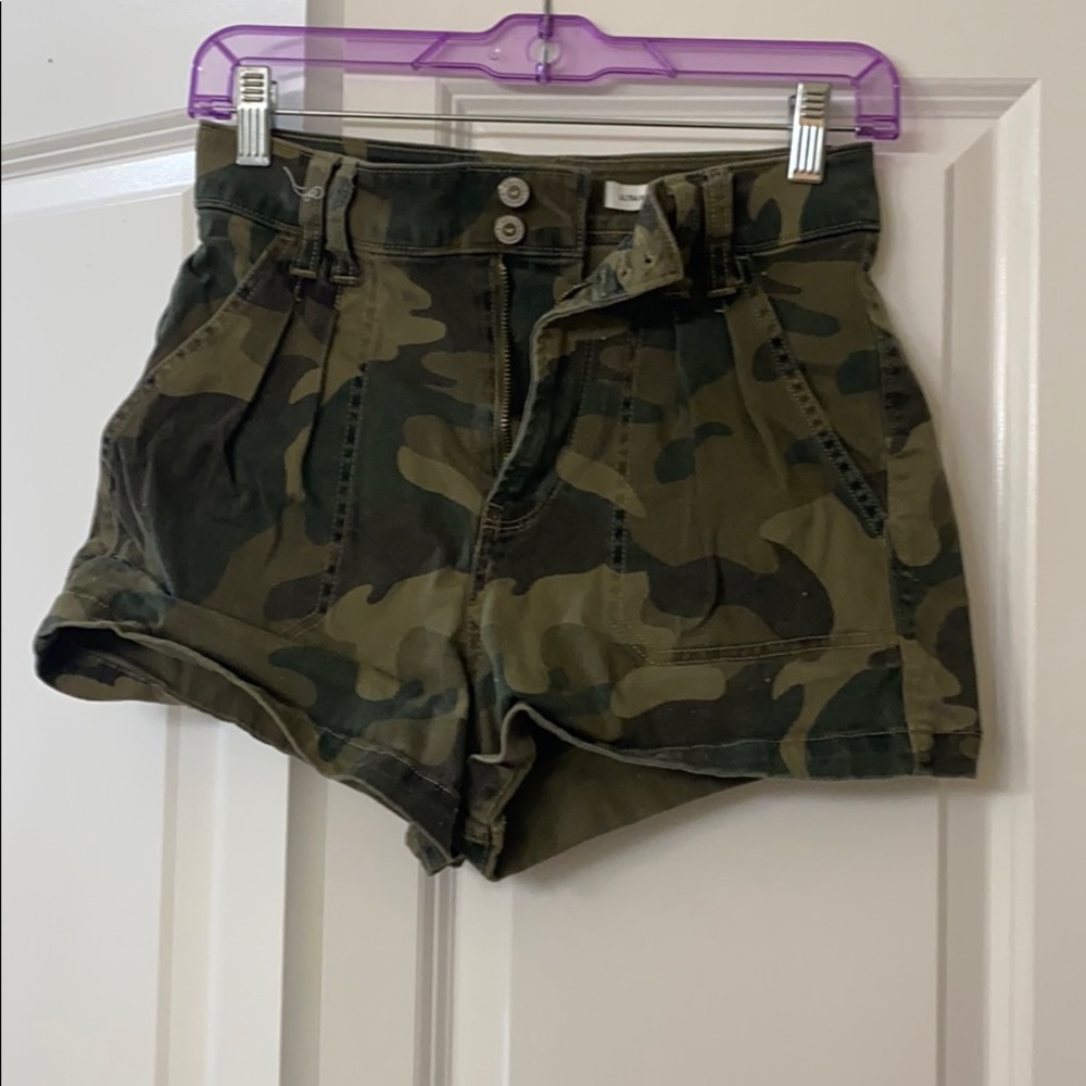 Ultra high rise camo shorts